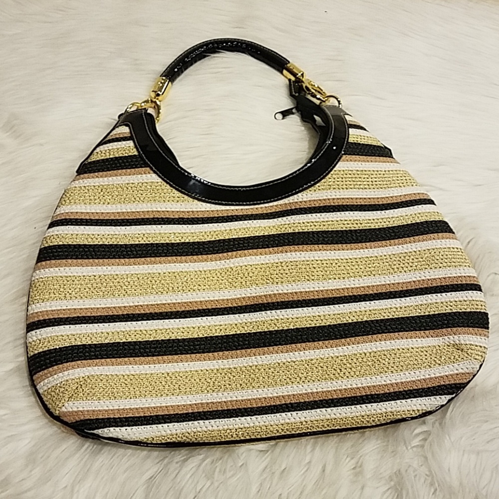 Gold Shimmer Tan and Black satchel
